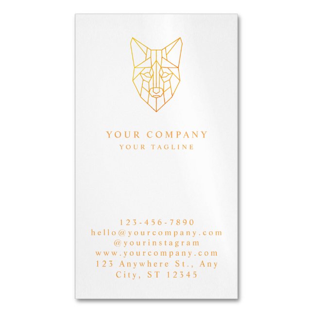 Modern professional geometric fox logo custom  magnetic business card (Front Vertical)