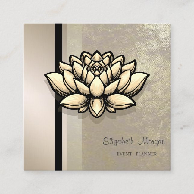 Modern Professional Geometric,Striped,Lotus Square Business Card (Front)