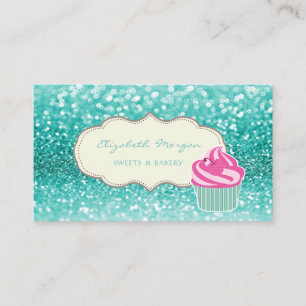 Modern Professional,Glitter Bokeh,Cupcake Business Card