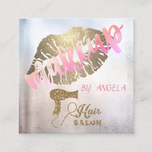 Modern Professional Glitter Lips,Hairdryer Square Business Card