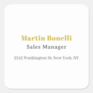 Modern Professional Gold Black & White Serif Font Square Sticker