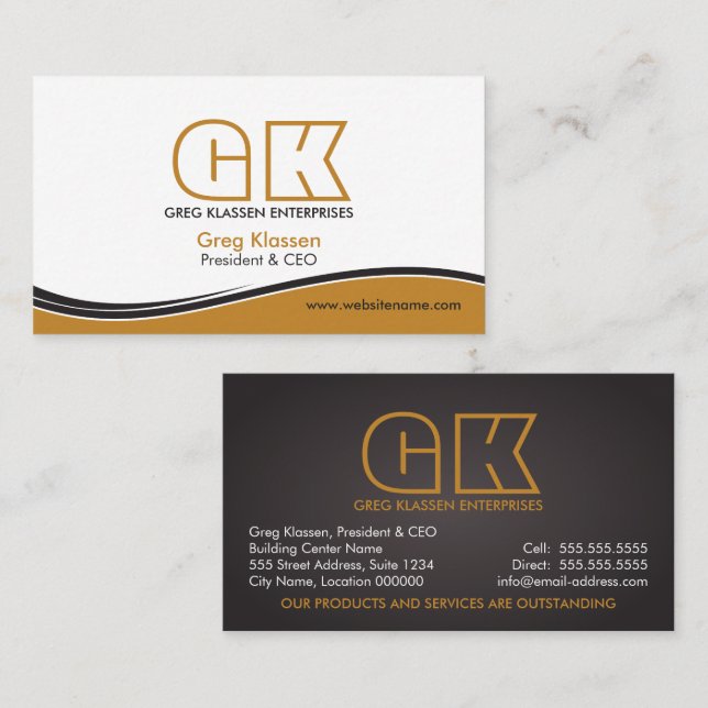 Modern Professional Gold Brown Business Card (Front/Back)