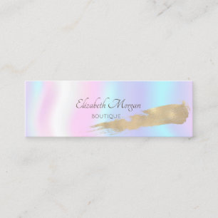 Modern Professional Gold Brush Stroke Holographic Mini Business Card