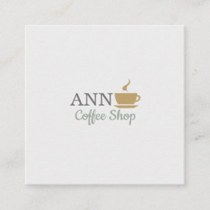 Modern Professional Gold Grey Coffee Shop Square B Business Card