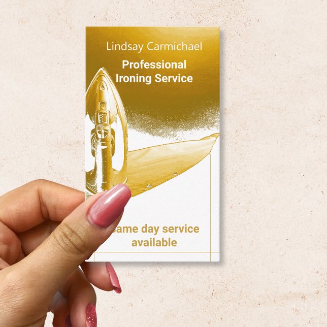 Modern Professional Gold Ironing Service Business Card (Creator Uploaded)