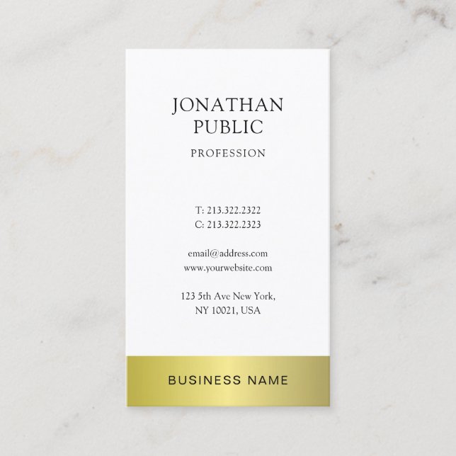 Modern Professional Gold Look Elegant Plain Luxury Business Card (Front)