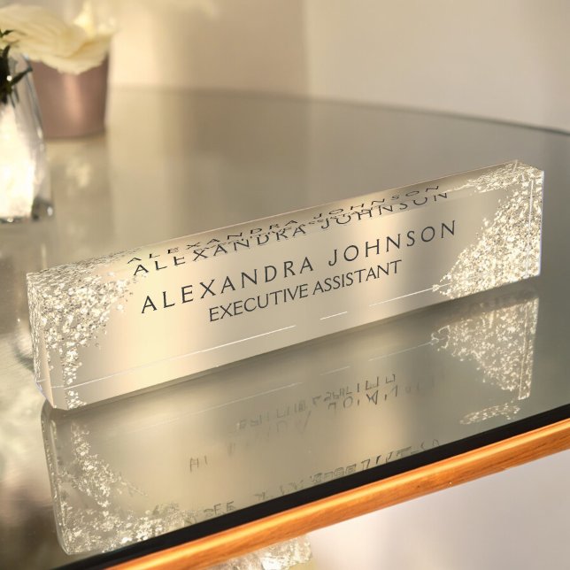 Modern Professional Gold Sparkle Glitter Nameplate (Creator Uploaded)