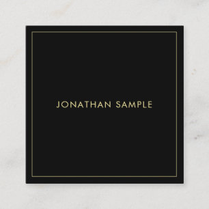 Modern Professional Gold Text Elegant Black Trendy Square Business Card
