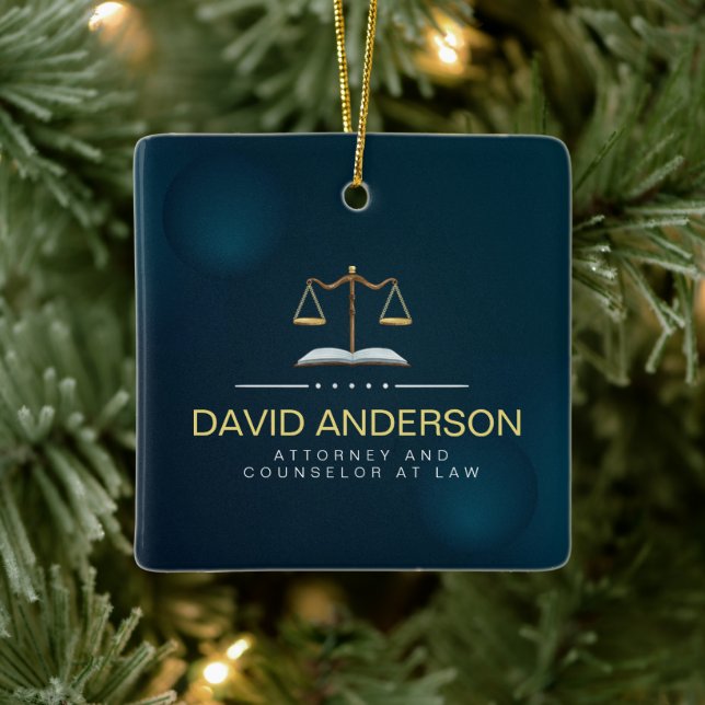 Modern Professional Green Gold Lawyer  Ceramic Ornament (Tree)