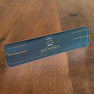 Modern Professional Green Gold Lawyer  Nameplate