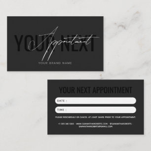 Modern professional grey black your next appointment card