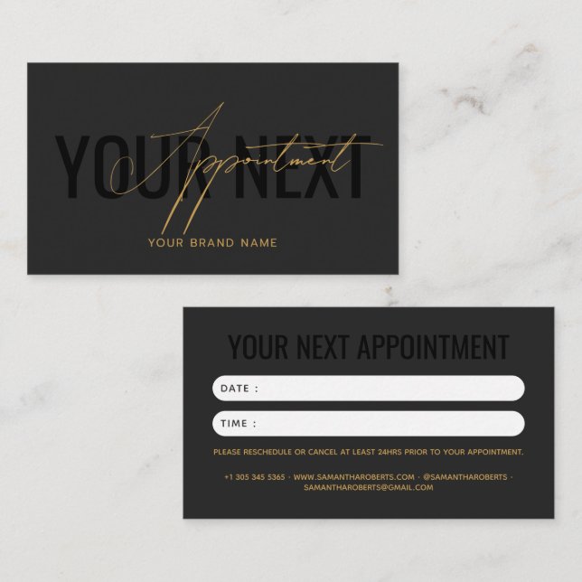 Modern professional grey black your next appointment card (Front/Back)