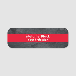Modern Professional Grey Red Stylish Trendy Name Tag