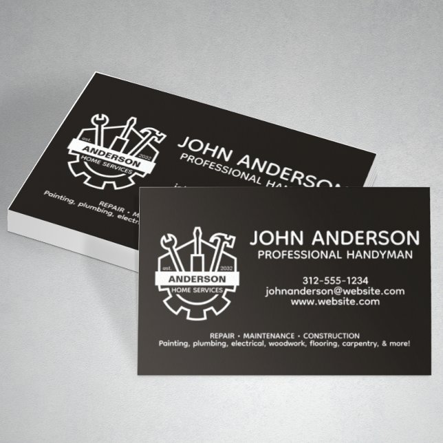 Modern Professional Handyman Services Business Card (Creator Uploaded)