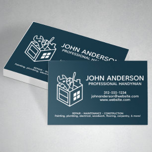 Modern Professional Handyman Services Navy Blue Business Card