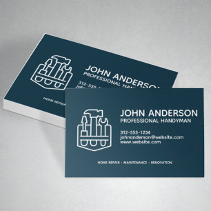 Modern Professional Handyman Services Navy Blue Business Card