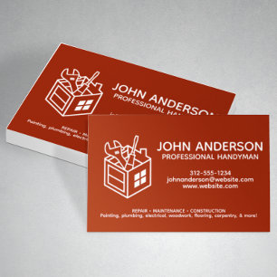 Modern Professional Handyman Services Red Business Card
