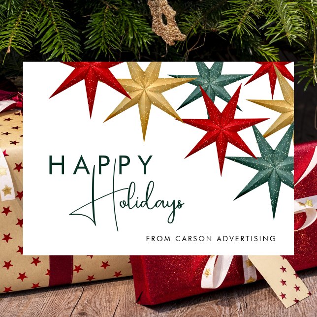 Modern Professional Happy Holidays Business Red Holiday Card (Creator Uploaded)