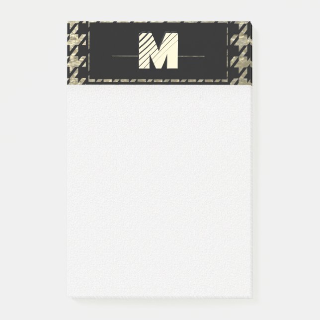 Modern Professional Houndstooth Monogram Post-it Notes (Front)