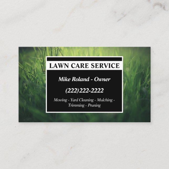 Modern Professional Lawn Care Gardener Services Business Card (Front)