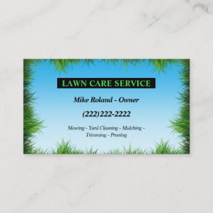 Modern Professional Lawn Care Gardener Services Business Card