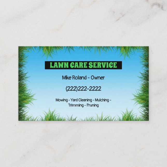 Modern Professional Lawn Care Gardener Services Business Card (Front)