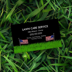 Modern Professional Lawn Care Gardener Services Business Card