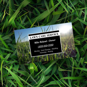 Modern Professional Lawn Care Gardener Services Business Card