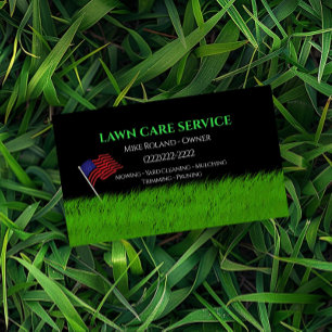 Modern Professional Lawn Care Gardener Services Business Card