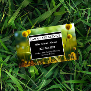 Modern Professional Lawn Care Gardener Services Business Card