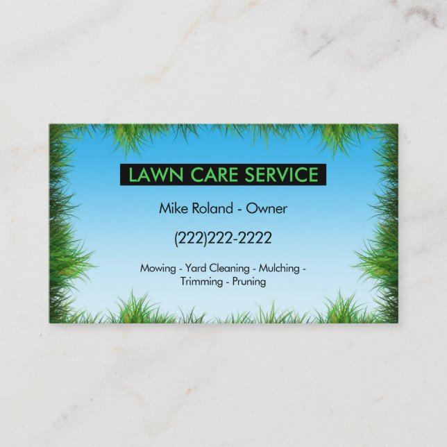 Modern Professional Lawn Care Gardener Services Business Card (Front)