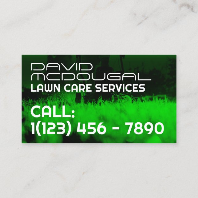 Modern professional lawn mowing image business card (Front)