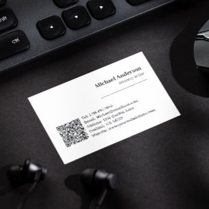 Modern Professional Lawyer QR Code Black and White Business Card