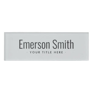 Modern professional light grey magnetic name tag