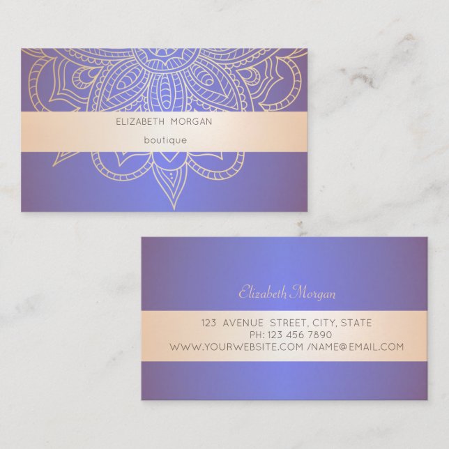  Modern Professional  Luminous Violet, Mandala  Business Card (Front/Back)