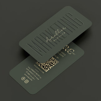 Modern Professional Marketing Dark Green QR Social Business Card