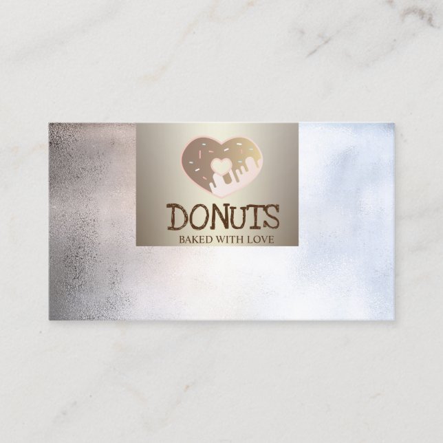 Modern Professional,Mettalic,Doughnuts,Bakery Business Card (Front)