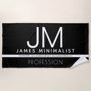 Modern Professional Minimal Design Black & White Beach Towel