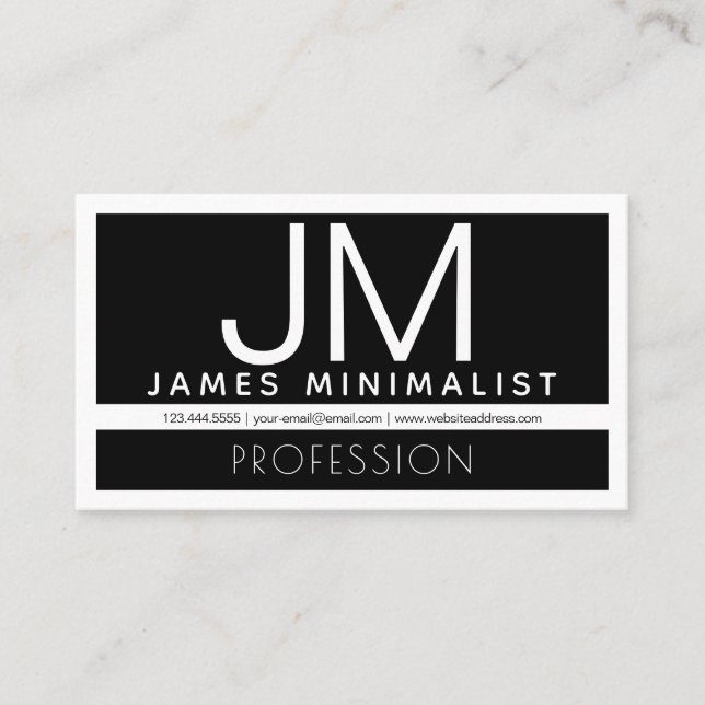 Modern Professional Minimal Design | Black & White Business Card (Front)