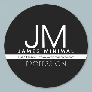 Modern Professional Minimal Design   Black & White Classic Round Sticker