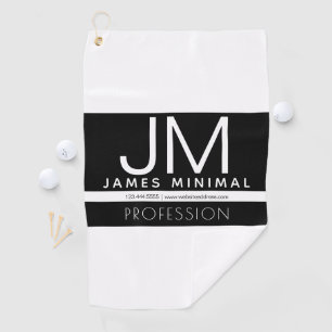 Modern Professional Minimal Design Black & White Golf Towel