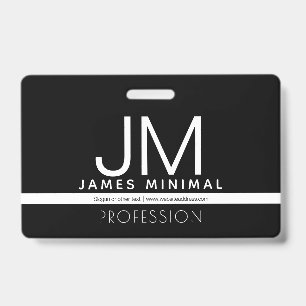 Modern Professional Minimal Design   Black & White ID Badge