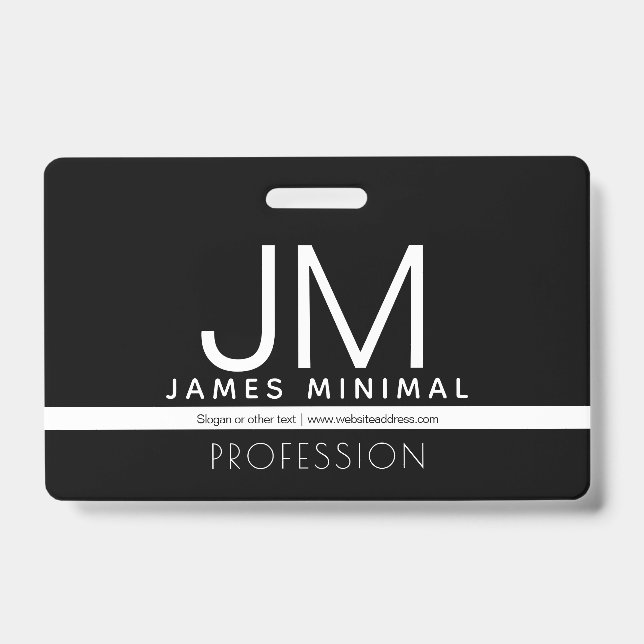 Modern Professional Minimal Design | Black & White ID Badge (Front)