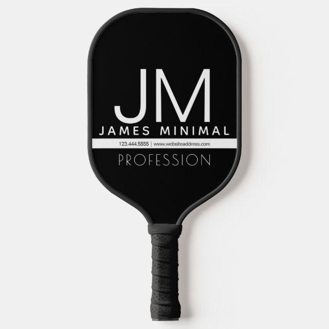 Modern Professional Minimal Design | Black & White Pickleball Paddle (Front)