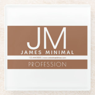 Modern Professional Minimal Design   Brown & White Glass Coaster
