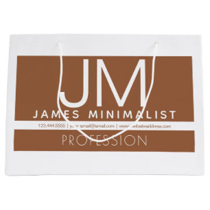 Modern Professional Minimal Design   Brown & White Large Gift Bag