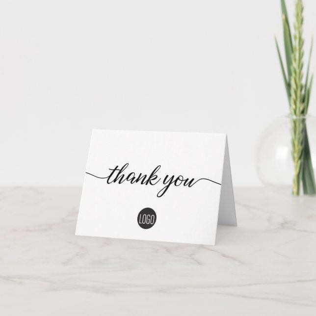Modern Professional Minimalist Business Logo Thank You Card (Front)