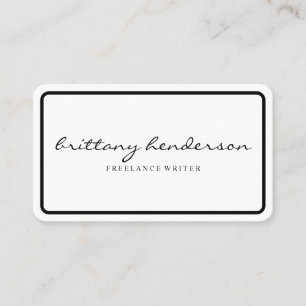 Modern Professional Minimalist Handwritten White Business Card