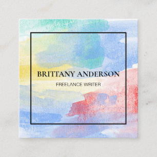 Modern Professional Minimalist Handwritten White Square Business Card