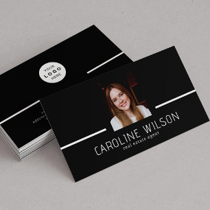 Modern professional minimalist logo photo black business card